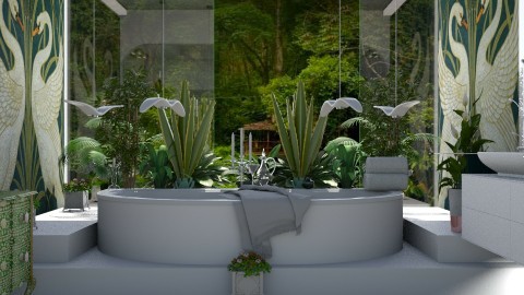Jungle and white elegance - Bathroom  - by ZsuzsannaCs