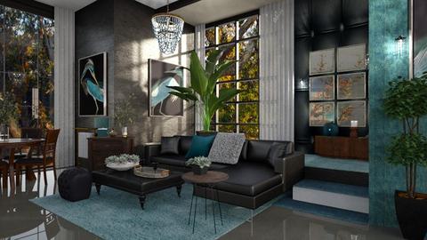 James Bond's residence - Retro - Living room  - by ZsuzsannaCs