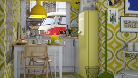 1970s Tiny Yellow Kitchen - Retro - Kitchen  - by HenkRetro1960